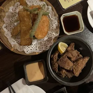 Vegetable Tempura and Chicken Karage