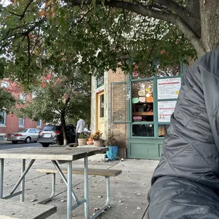 a man sitting on a bench