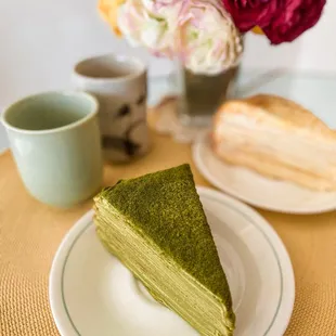 matcha mille crepe cake