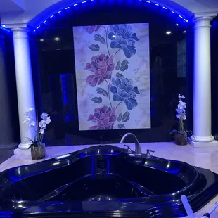 Bathtub with blue lights