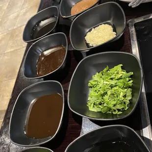 All kinds of fun delicious sauces