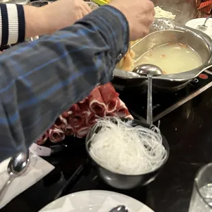 Hot Pot, vermicelli noodles, lamb.