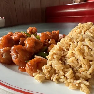 Sweet and sour pork and fried rice