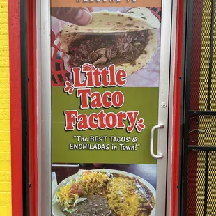 Front door of Little Taco Factory!