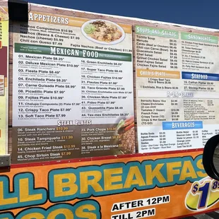 Menu at drive thru