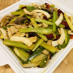 Squid and Pork Stomach Stir-Fry