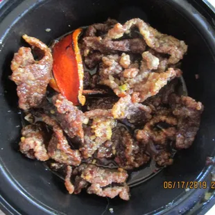 Orange beef. very dry and crispy..no taste