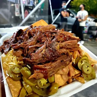 Brisket Nachos (Shown with extra meat)