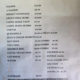menu