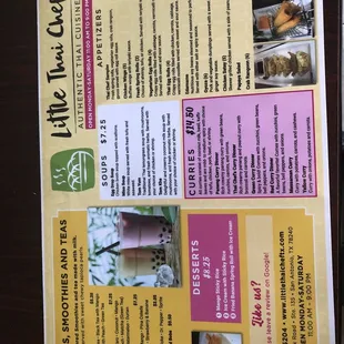 Menu of little Thai chef