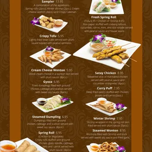 a sample of the menu