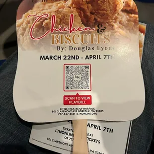 The fans added authenticity to the production "Chicken n Biscuits," a play about  the death of the patriarch of an African-American family.