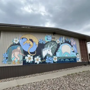 a mural on the side of a building