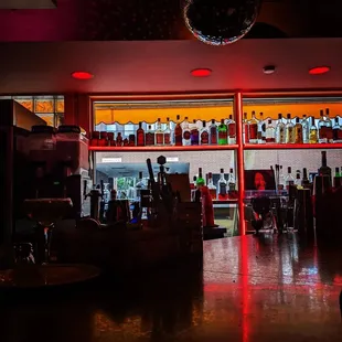 a bar with neon lights