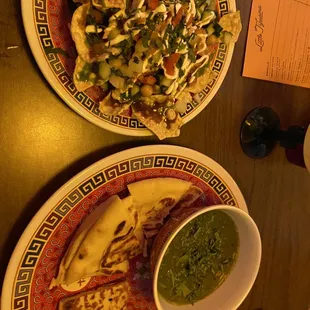 Chaat nachos &amp; palak paneer with naan