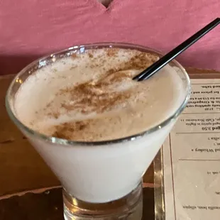 a drink in a tall glass