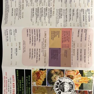 a menu for a japanese restaurant