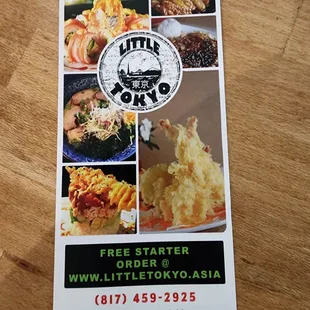 a menu for a restaurant