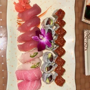Nigiri, tuna roll and first date roll