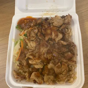 Rice and teriyaki Beef &amp; Chicken Teriyaki