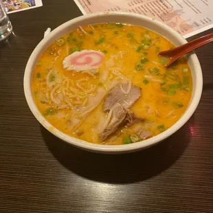 Spicy Tonkatsu Ramen with extra chaschu pork - delicious