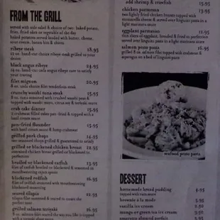 a menu for a restaurant