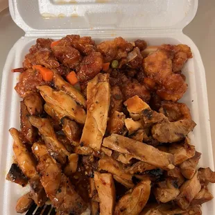 Combination 34 Teriyaki Chicken with General Tao&apos;s Chicken Combo (Substituted for Spicy Chicken Teriyaki Instead)