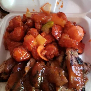 Chicken teriyaki &amp; sweet &amp; sour combo