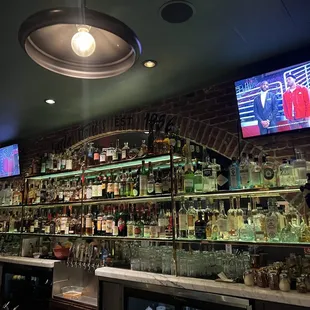 a bar with lots of liquor