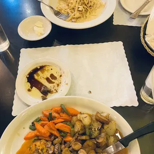 Pollo picatta and chicken Alfredo