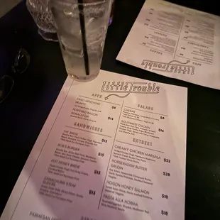 Little Trouble Menu