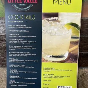 Drink menu