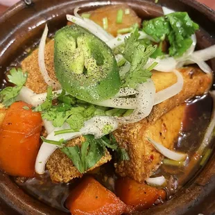 Braised clay pot tofu