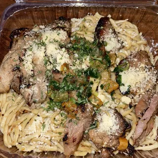 59. Garlic Noodle with BBQ Pork Chop