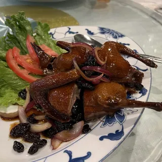 42. French Style Squab with Raisin and Onion Sauce
