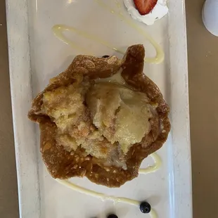 White chocolate bread pudding
