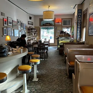 the interior of a small cafe