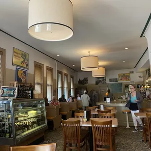 the interior of a small cafe