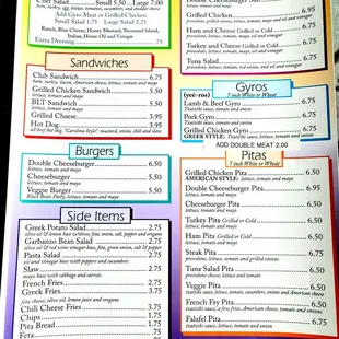 The menu - what fantastic prices!