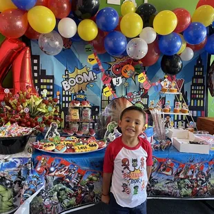 Celebrating my sons birthday "super hero" theme.