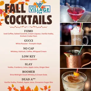 Fall drink menu