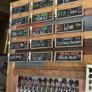 a variety of beer taps