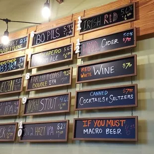 menus on the wall