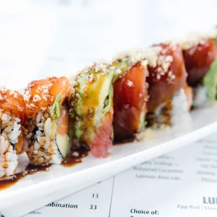 a sushi roll on a plate