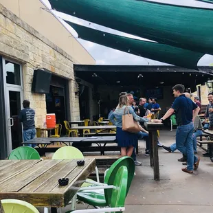 out on the patio