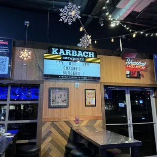 a bar with a sign that says karbach