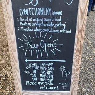 a chalkboard sign