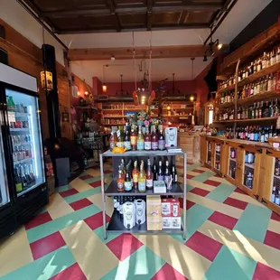 a store with a variety of bottles