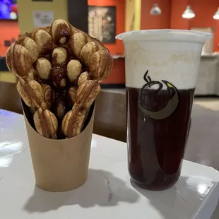 Egg Waffle | Grape Oolong Milk Cap Tea