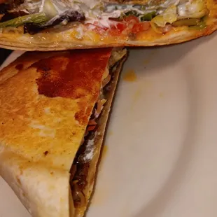 Taco Crunch Wrap, pressed a little hard for crispiness!